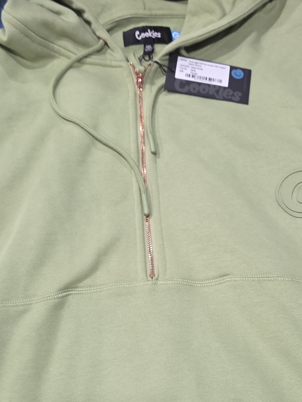 Cookies Men’s Light Sage Half-Zip Hooded Sweater